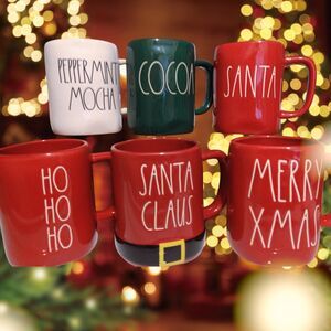 Rae Dunn CHRISTMAS Peppermint Mocha Ho Ho Ho Santa Mugs
